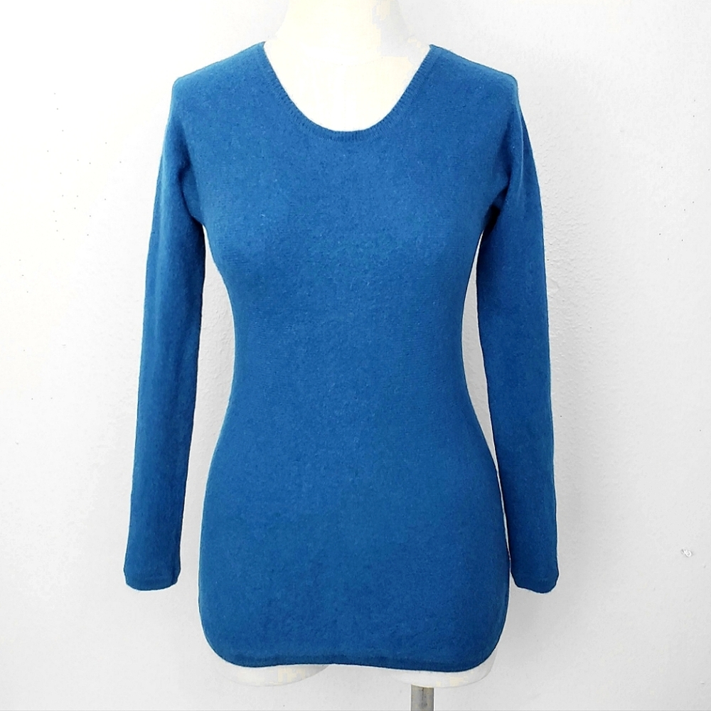 Cashmere Sweater Blue 2-Ply SMALL Max Studio Pullover